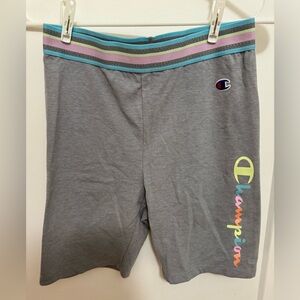 Champion grey and rainbow biker shorts